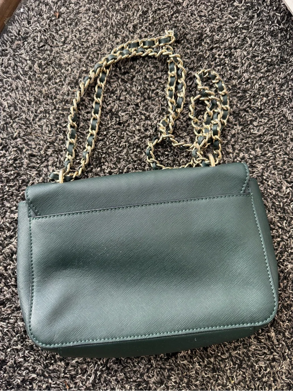 Tory Burch Dark Green Chain-Shoulder Crossbody